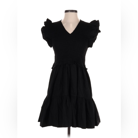 Elan Beeezy in Black Ruffle Smocked Tier Mini Dress sz MEDIUM - Picture 5 of 7